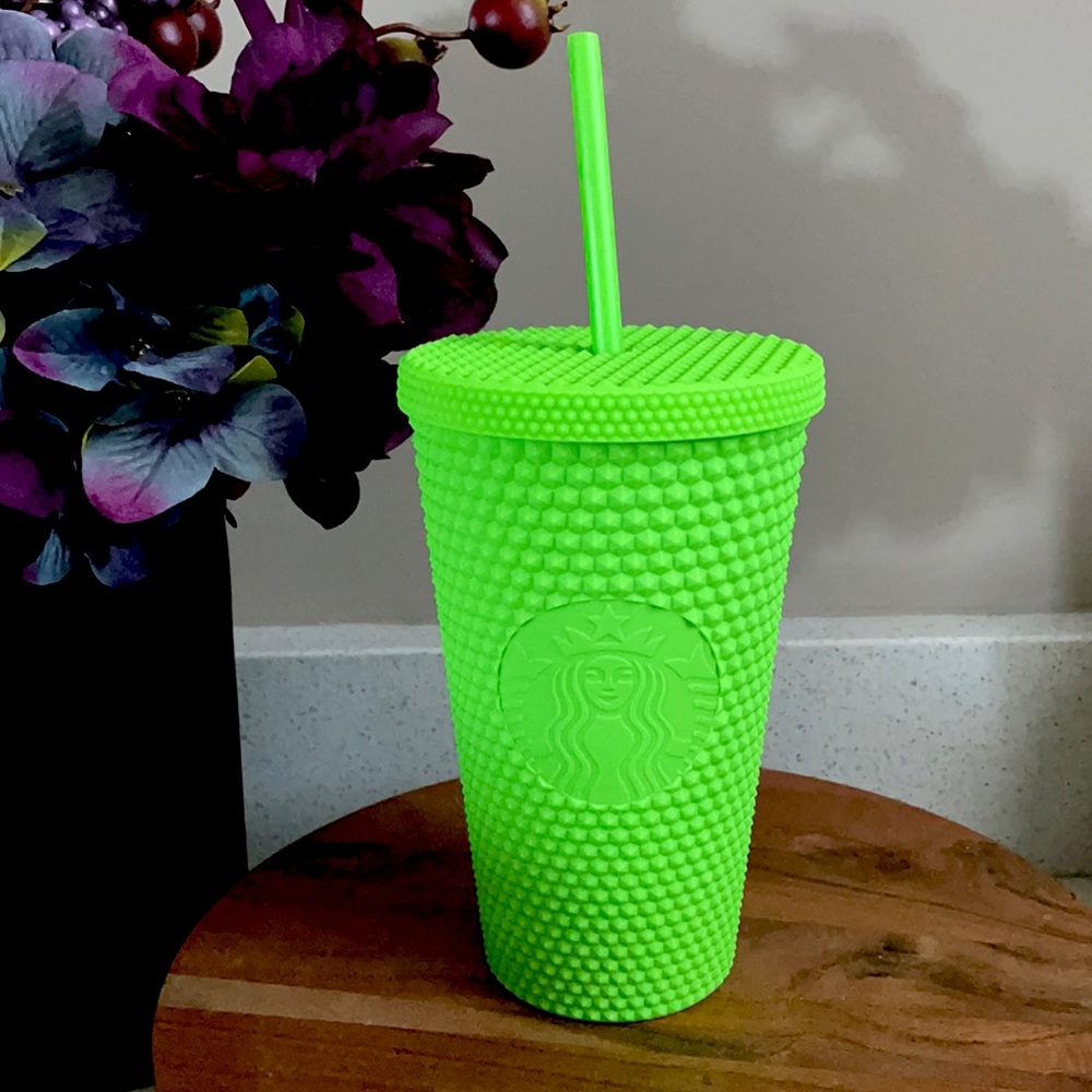 ❗️STARBUCKS STUDDED NEON GREEN HALLOWEEN HOLIDAY STRAW COLD CUP